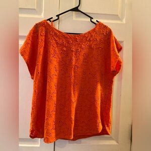 Anthropologie Maeve Karina Lace Eyelet Top Orange
